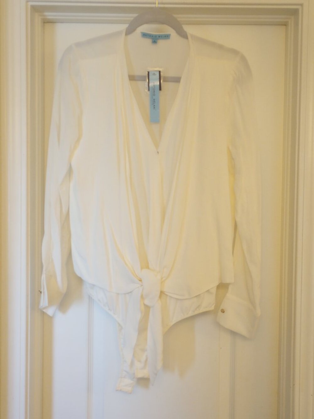 Antonio Melani Wrap Front Tie Ivory Bodysuit NWT